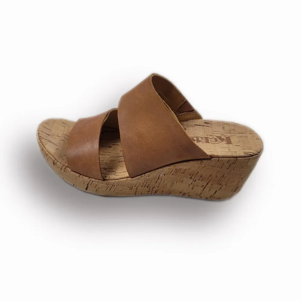 Korks Ease Platform Wedge Slide-On Leather Sandals - Picture 2 of 12